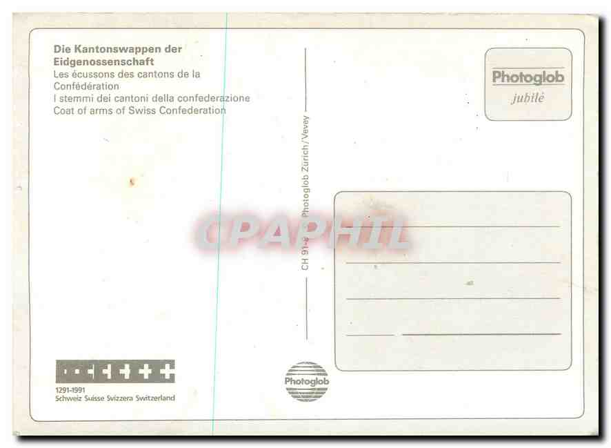 CPM 1291 1991 Schweiz Suiisse Svizzera Switzerland  — Rückseite