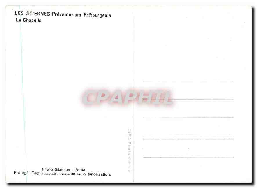 CPM Les Sciernes Preventorium Fribourgeois La Chapelle  — Verso