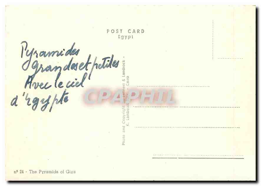 CPA The Pyramids of Giza  — Verso