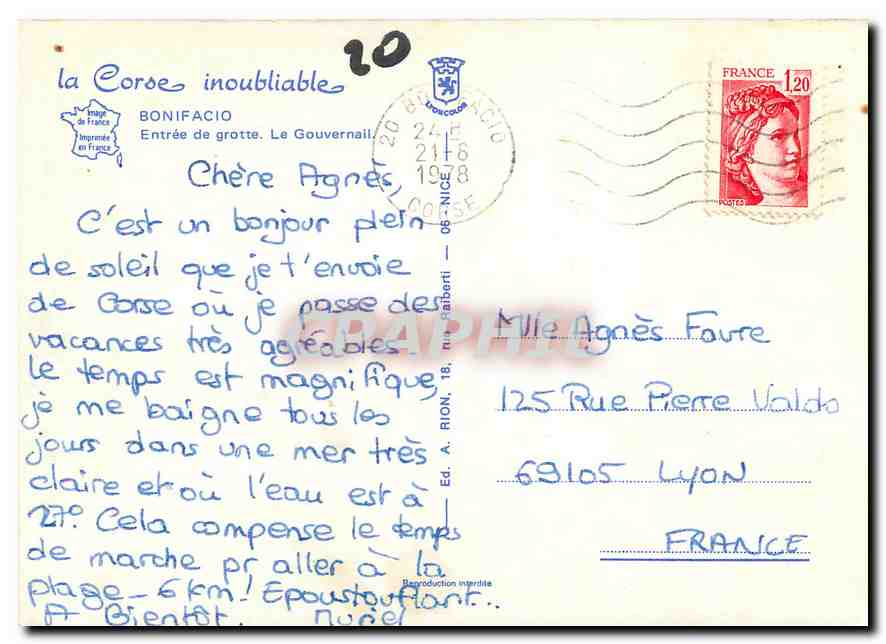CPA Bonifacio Entree de grotte Le Gouvernail  — Rückseite