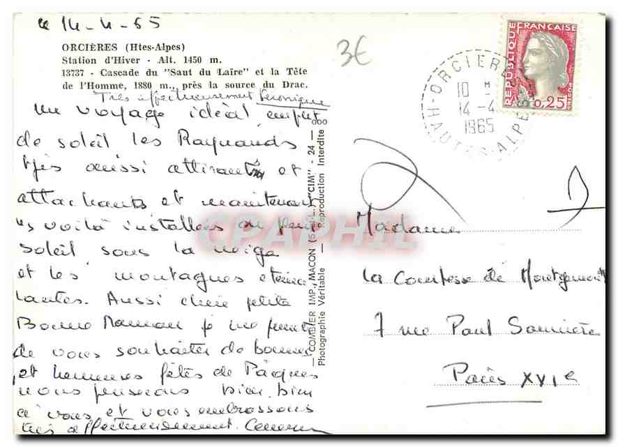 CPA Orcieres Htes Alpes Station d'Hiver  — Rückseite