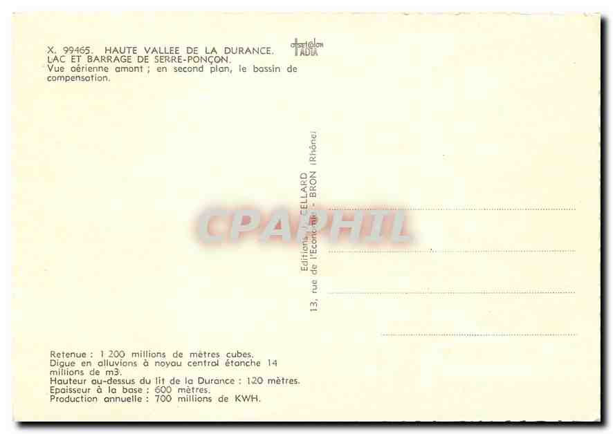 Lac et barrage de Serre-Ponçon — Haute Vallée de la Durance — Éditions de l'Économie - Bron — Rückseite