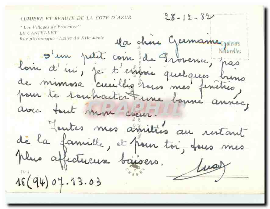 CPM Lumiere et Beaute de la Cote d'Azur Le Castellet  — Verso