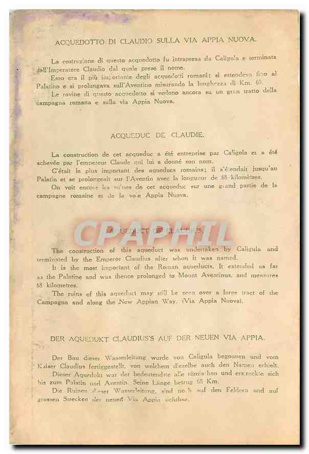 CPM Roma Acquedotto di Claudio sulla Via Appia Nuova  — Rückseite