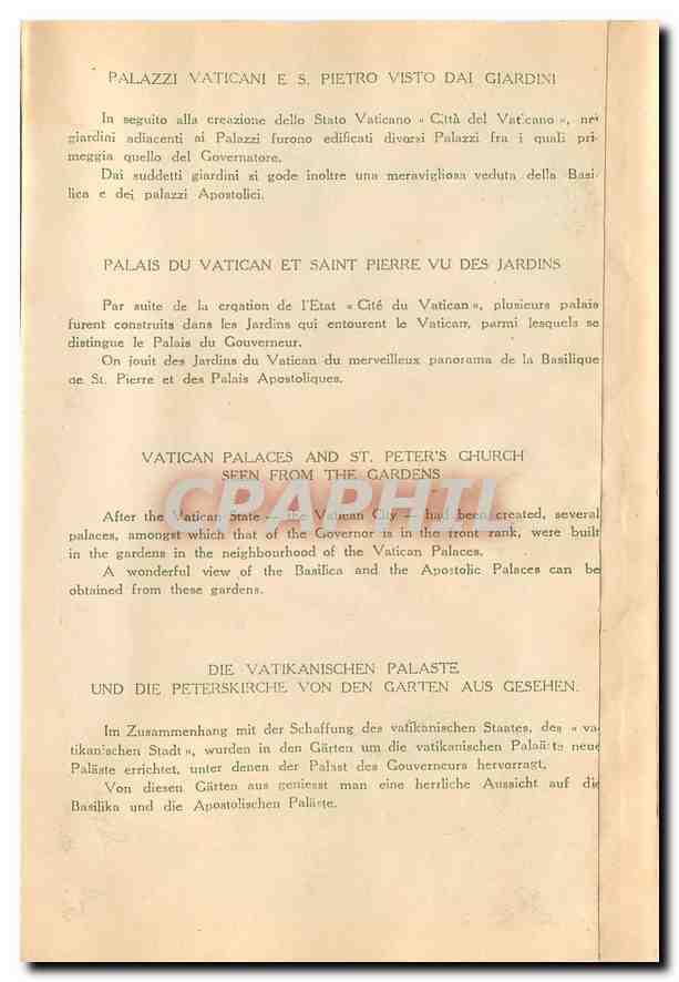 CPM Roma Palazzi Vaticani e S Pietro visti dai Giardini  — Rückseite