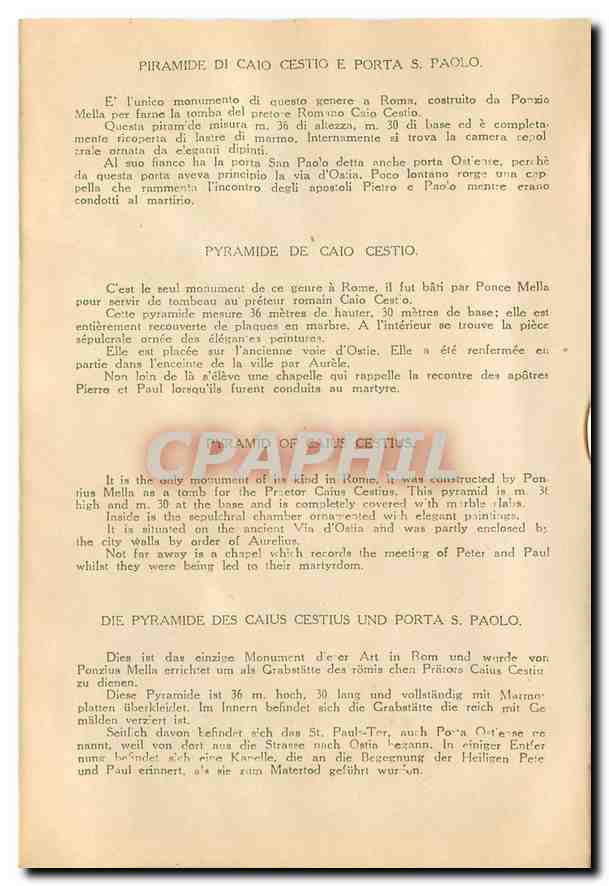 CPM Roma Piramide di Caio Cestio e Porta S Paolo  — Rückseite
