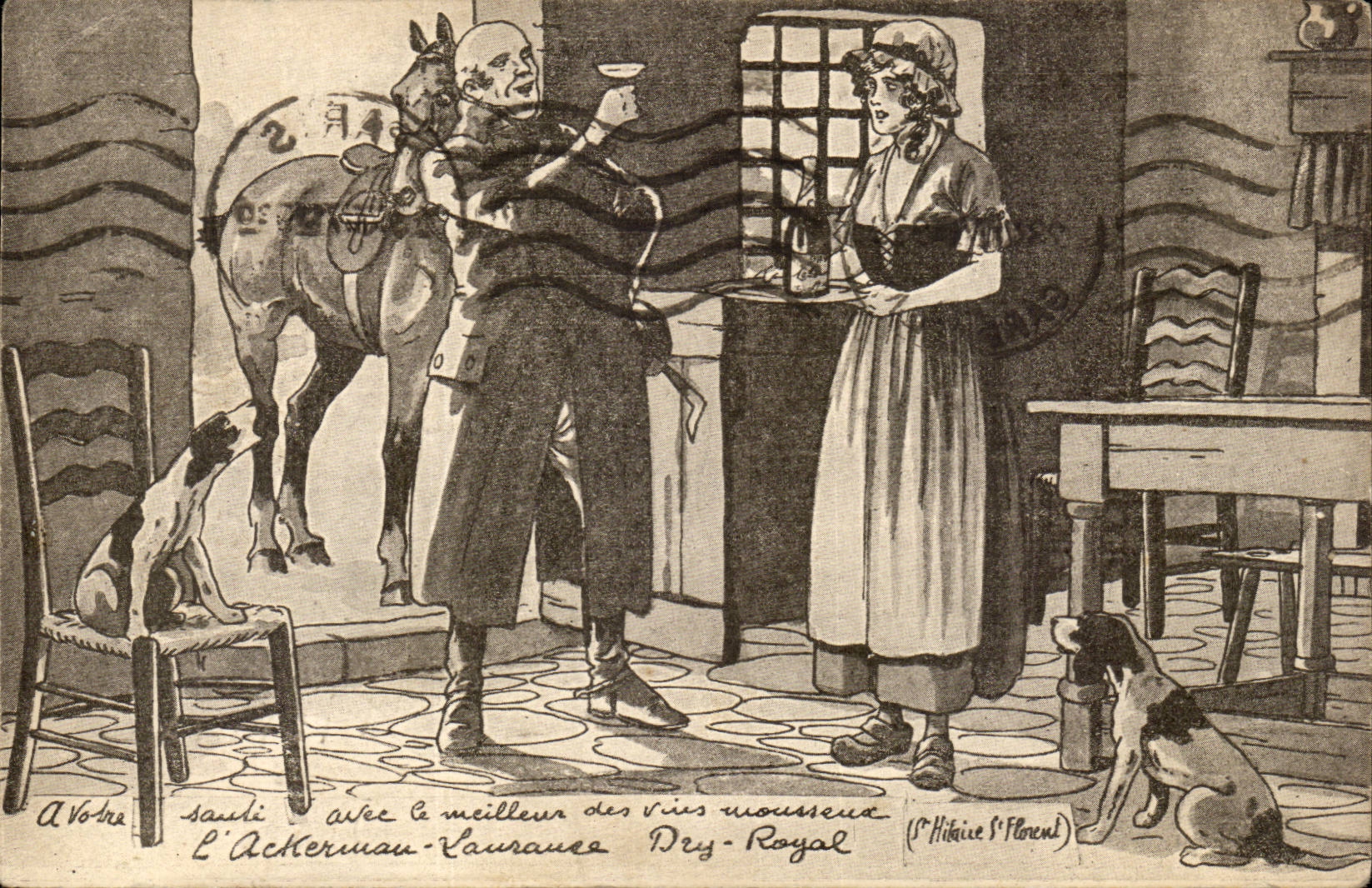 A Votre Sante- Deux Chiens- Two Dogs -CPA