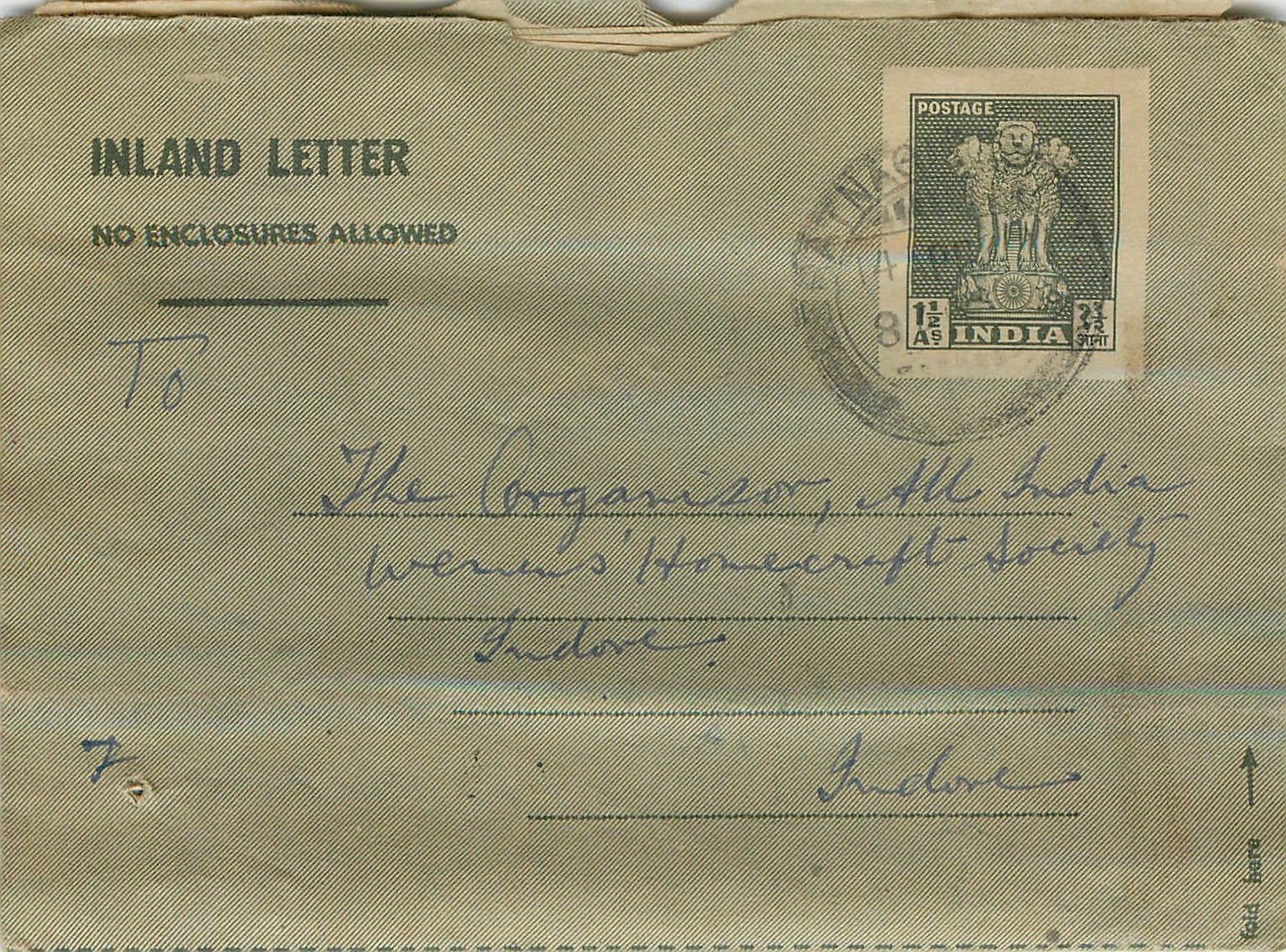 Cover Aerogramme Lettre Aerogramme Inde