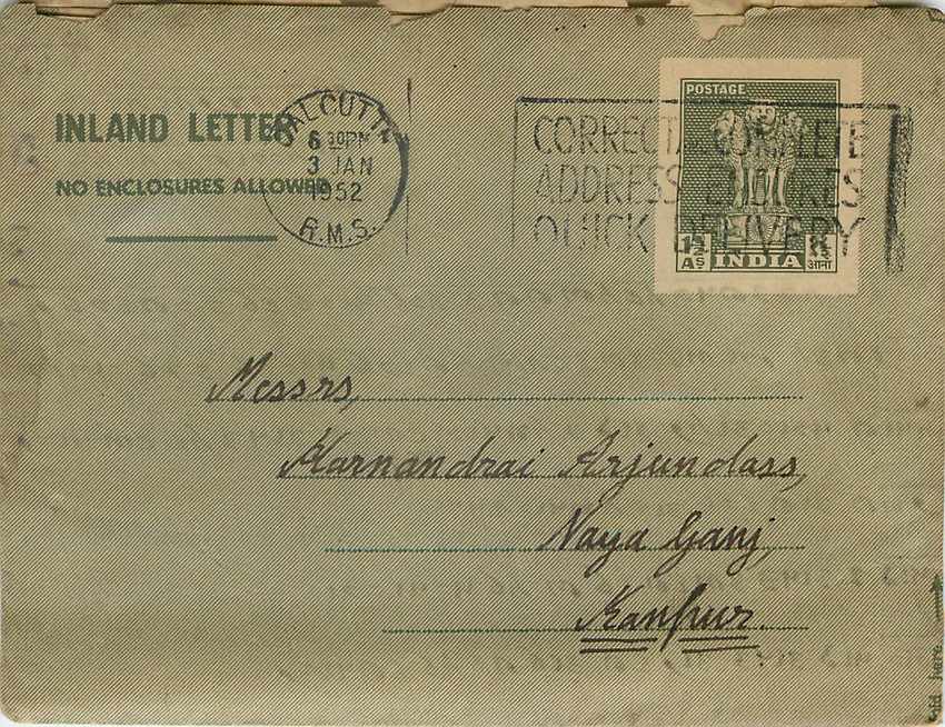 Cover Aerogramme Lettre Aerogramme Inde