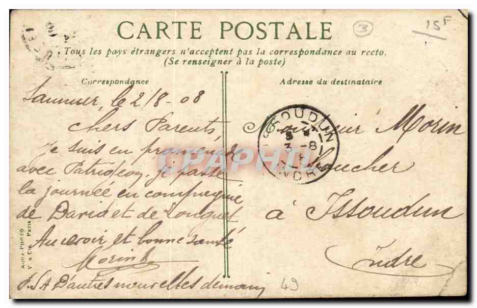 Saumur- Le Pont Cessart-CPA — Rückseite