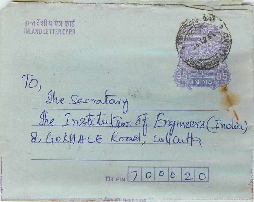 Cover Aerogramme Lettre Aerogramme Inde India 