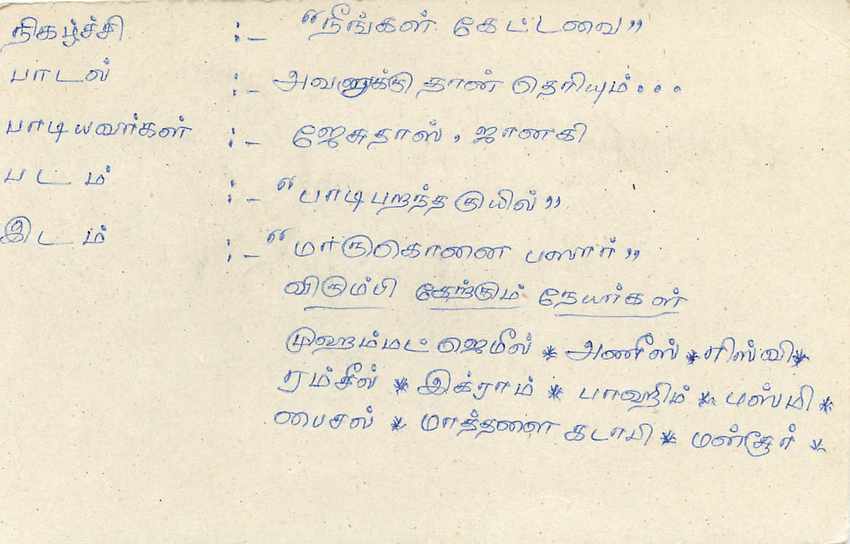 Sri Lanka — carte postale avec texte en tamoul — éditeur Central Post Card — Verso