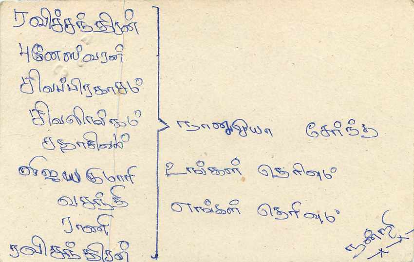Ansichtskarte Sri Lanka — Text auf Tamil — 75 Cent Briefmarke — Rückseite