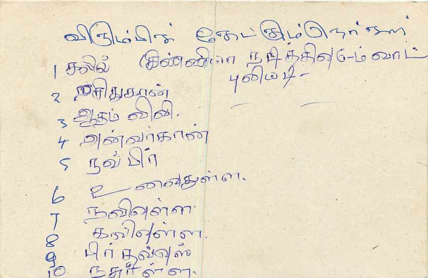 Carte postale de Sri Lanka — texte en tamoul — timbre 75 cents — Rückseite