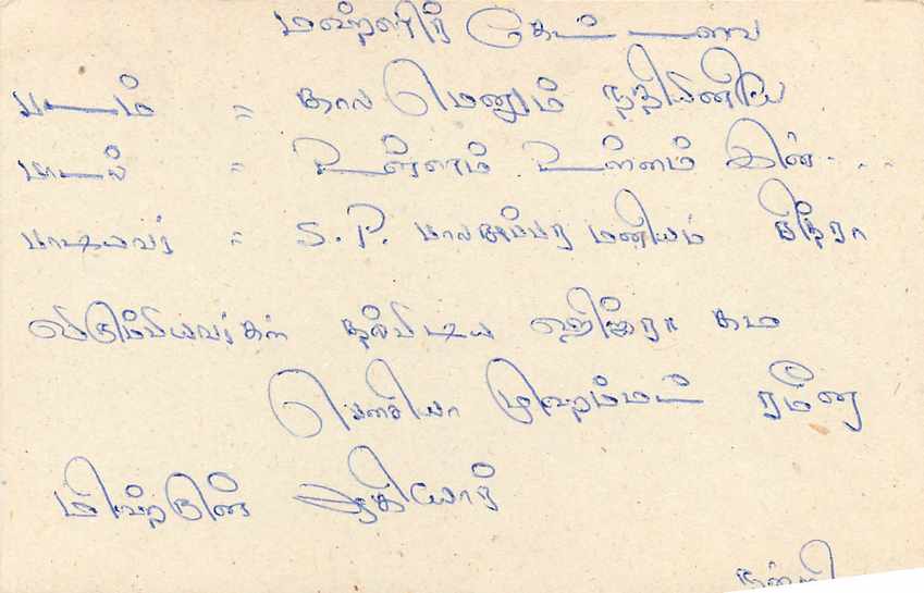 Sri Lanka — carte postale avec timbre et écriture manuscrite — éditeur Sri Lanka — Rückseite