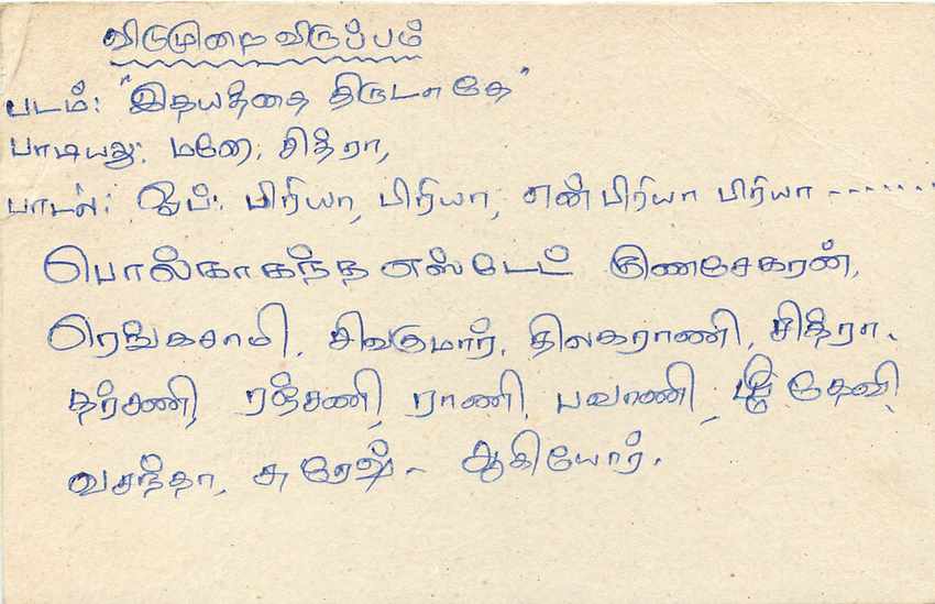 Sri Lanka — carte postale avec timbre et texte en tamoul — éditeur inconnu — Verso