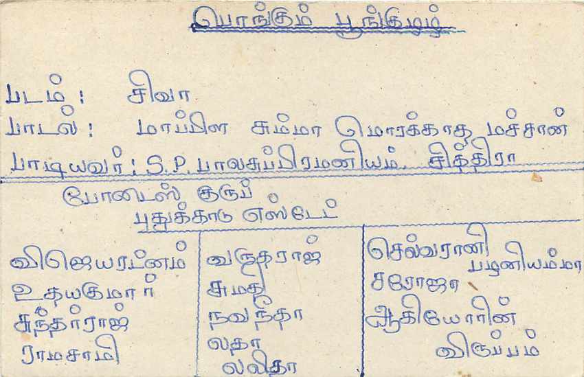 Sri Lanka — carte postale avec timbre et écriture en tamoul — Verso
