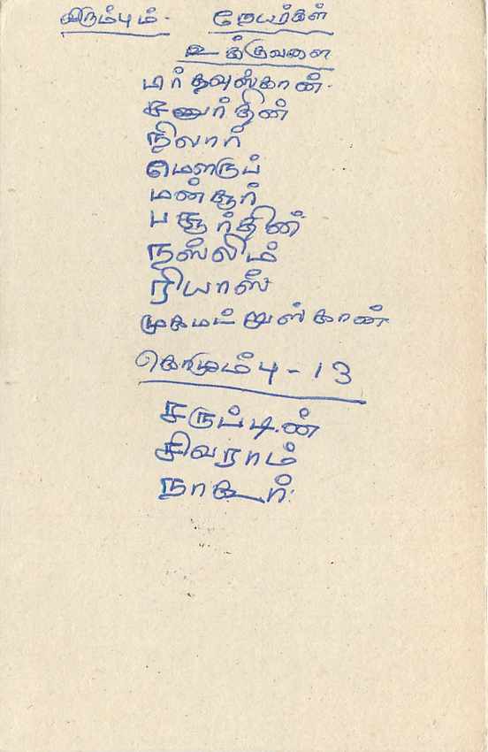 Carte postale Sri Lanka — texte en tamoul — timbre 75 cents — Verso