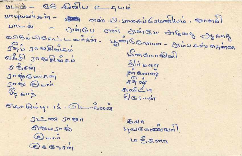 Sri Lanka — carte postale avec timbre et texte en tamoul — éditeur inconnu — Rückseite