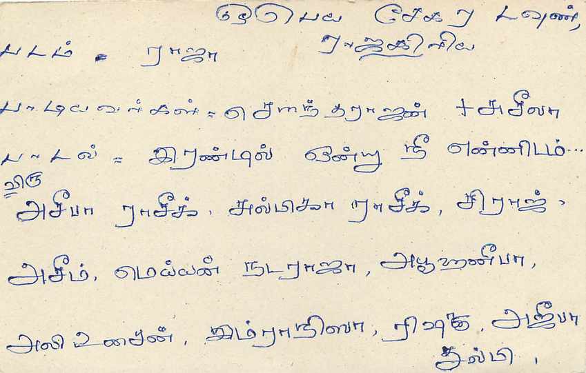 Sri Lanka — Ansichtskarte mit 75-Cent-Stempel — Text auf Tamil — Rückseite