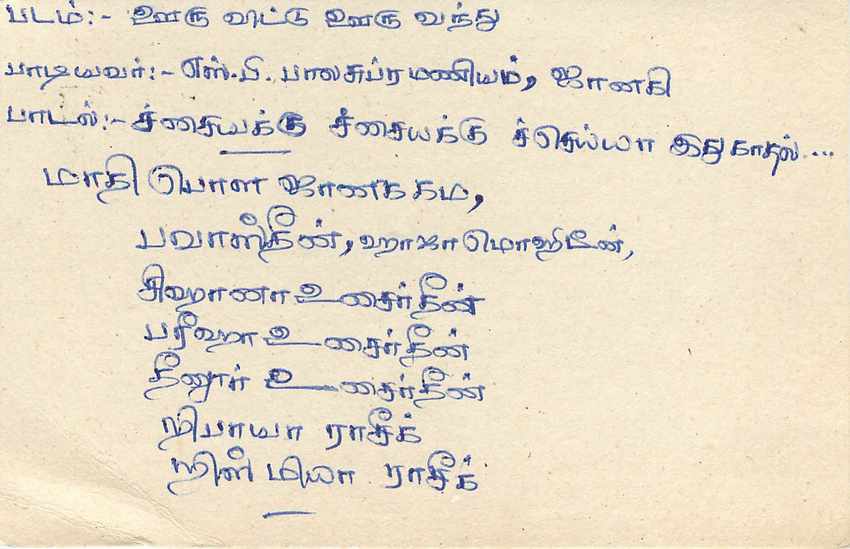 Sri Lanka — carte postale avec texte en tamoul — éditeur Sri Lanka Post — Verso