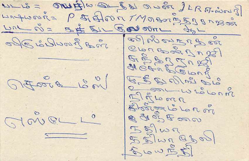 Sri Lanka — Karte mit Stempel und Tamil-Text — Verlag Sri Lanka Post — Rückseite