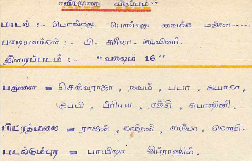 Carte postale sri-lankaise — texte en tamoul — éditeur Sri Lanka Post — Verso