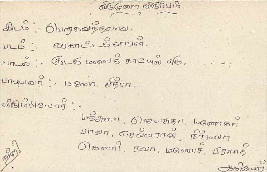 Ansichtskarte Sri Lanka — 75-Cent-Löwenstempel — Text auf Tamil — Rückseite