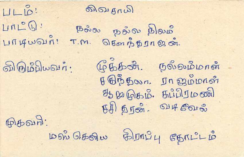 Sri Lanka — carte postale avec texte en tamoul — éditeur inconnu — Verso