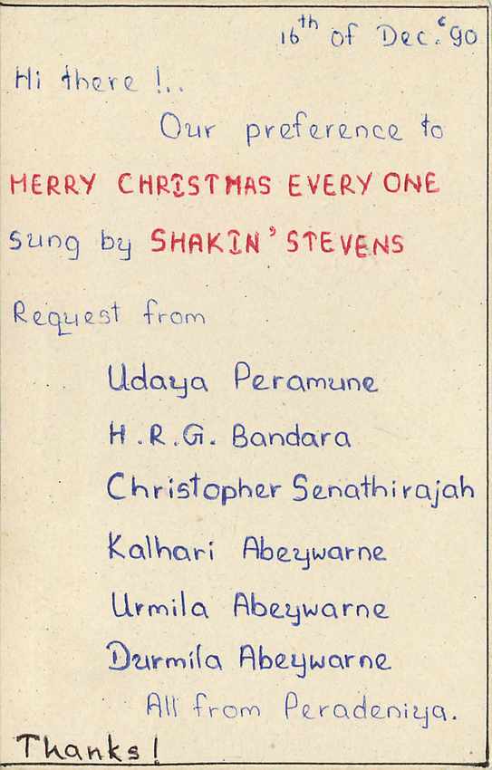 Mount Triyagama — Peradeniya — Sri Lanka Postcard — Verso