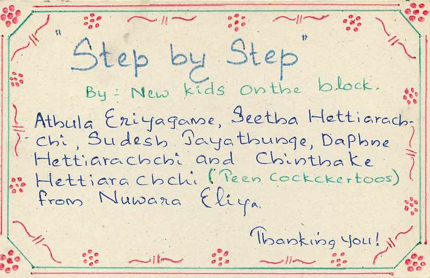 Step by Step — New kids on the block — enfants de Nuwara Eliya — Verso