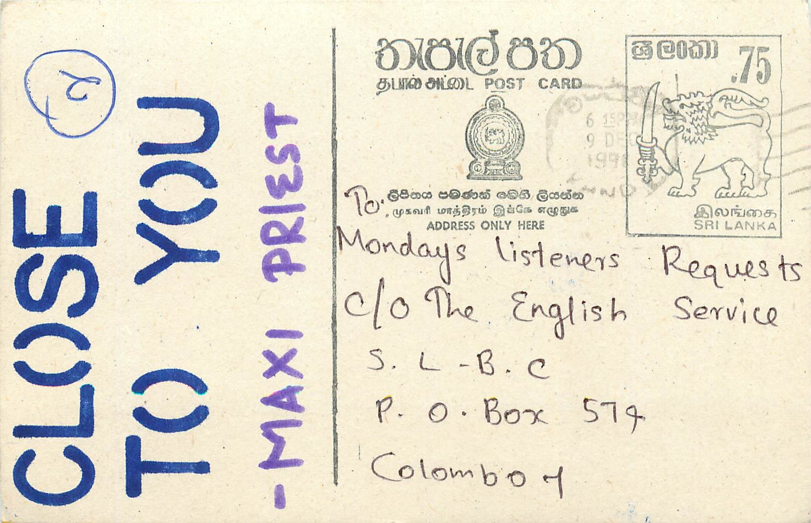Close to You — Maxi Priest — Sri Lanka