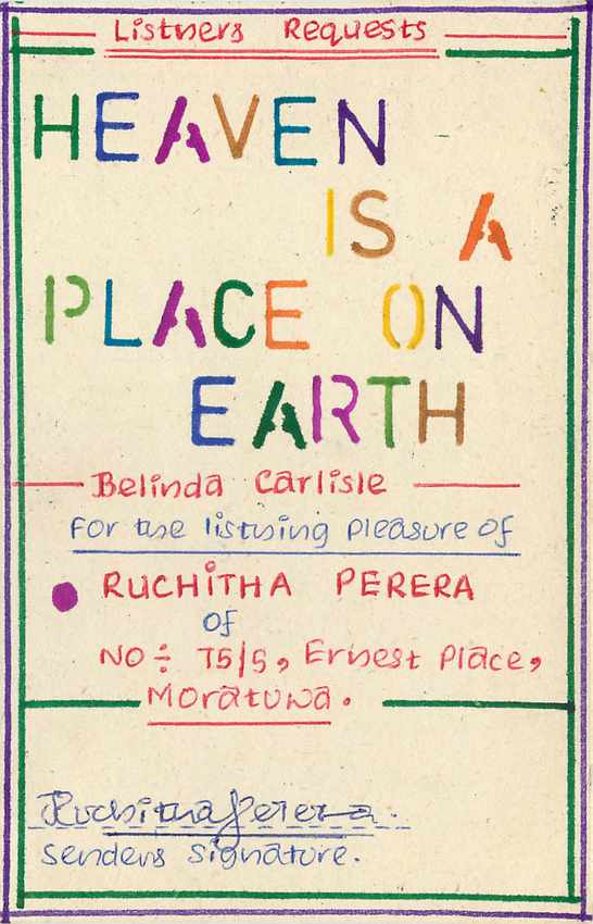 Heaven Is a Place on Earth — Belinda Carlisle — Sri Lanka Broadcasting Corporation — Rückseite