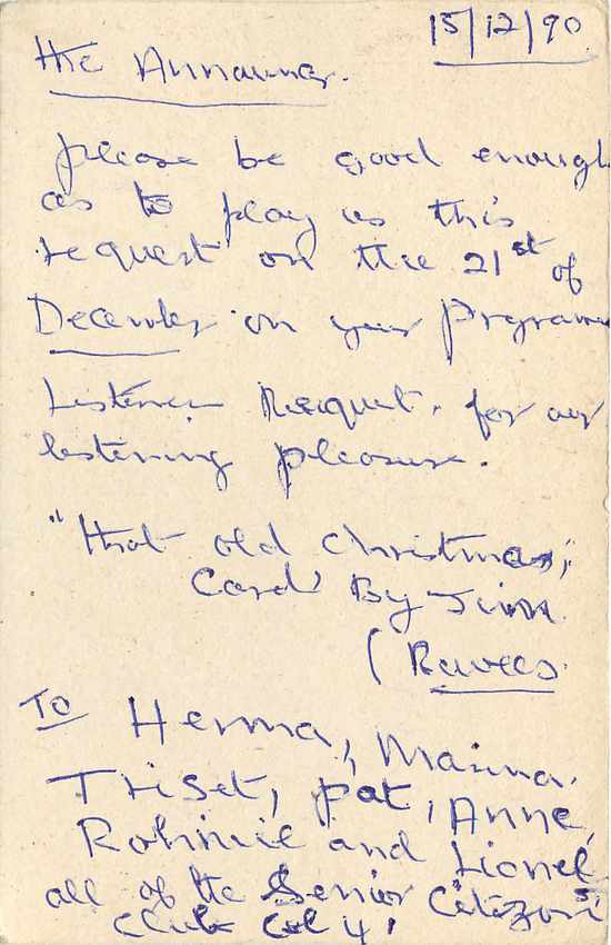 Listeners' Request — Sri Lanka — Colombo 7 — Verso