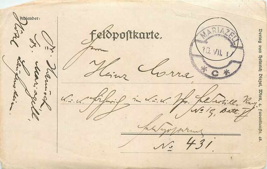 Entier Postal Postal Stationary Feldpost 431 Mariazell