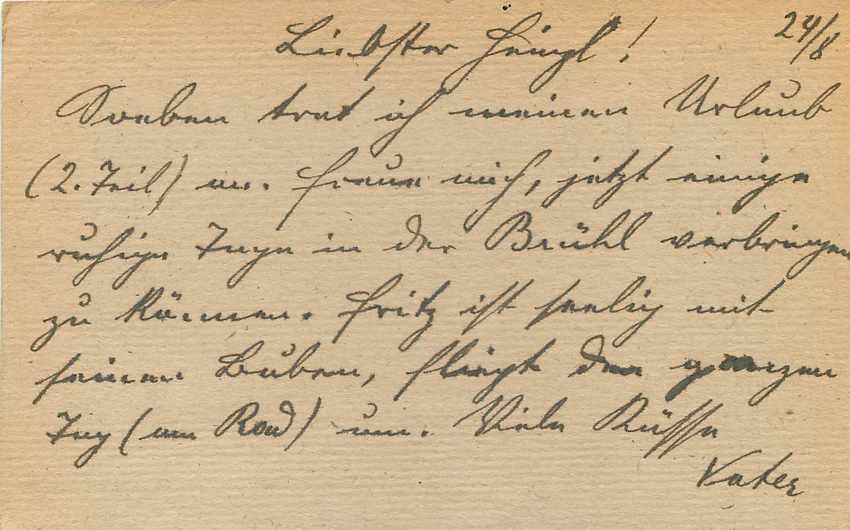 Entier Postal Postal Stationary Feldpost 431 Hinter Bruhl — Verso