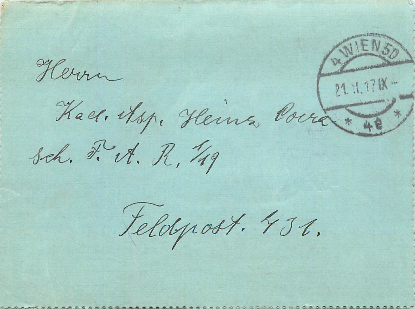 Entier Postal Postal Stationary Feldpost 431 Wien