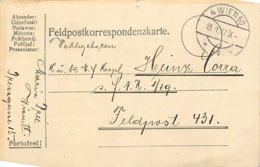 Entier Postal Postal Stationary Feldpost 431 Wien
