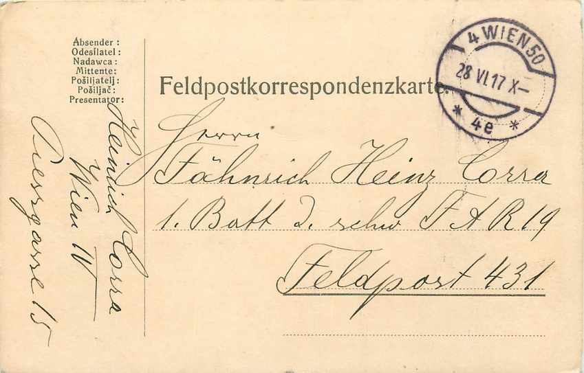 Entier Postal Postal Stationary Feldpost 431 Wien