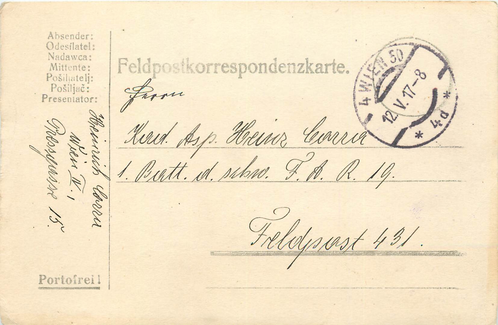 Entier Postal Postal Stationary Feldpost 431 Wien