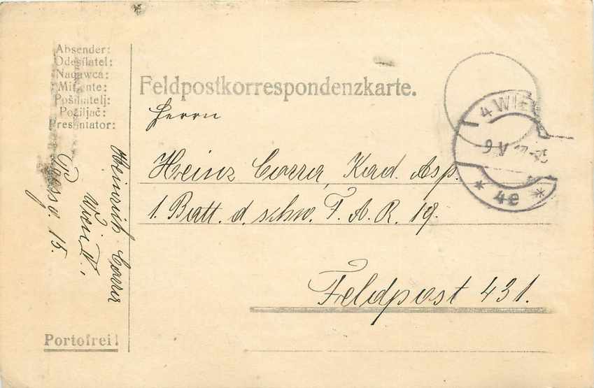 Entier Postal Postal Stationary Feldpost 431 Wien