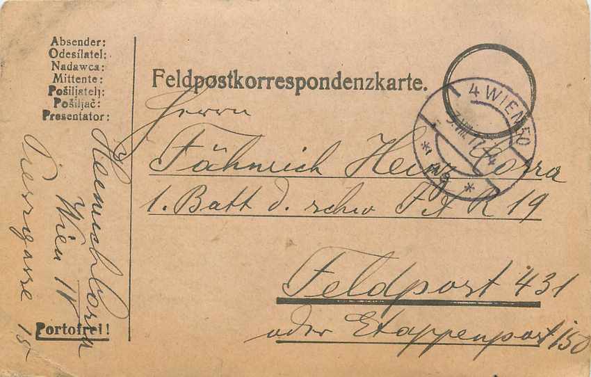 Entier Postal Postal Stationary Feldpost 431 Wien