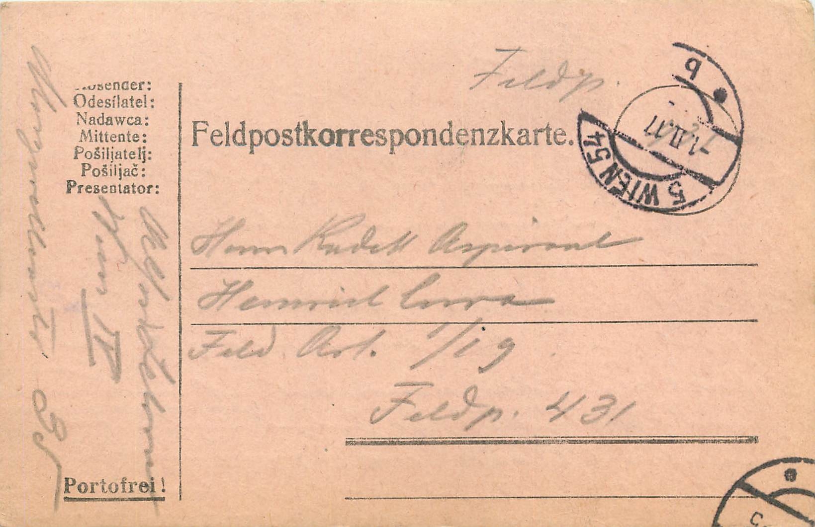 Entier Postal Postal Stationary Feldpost 431 Wien