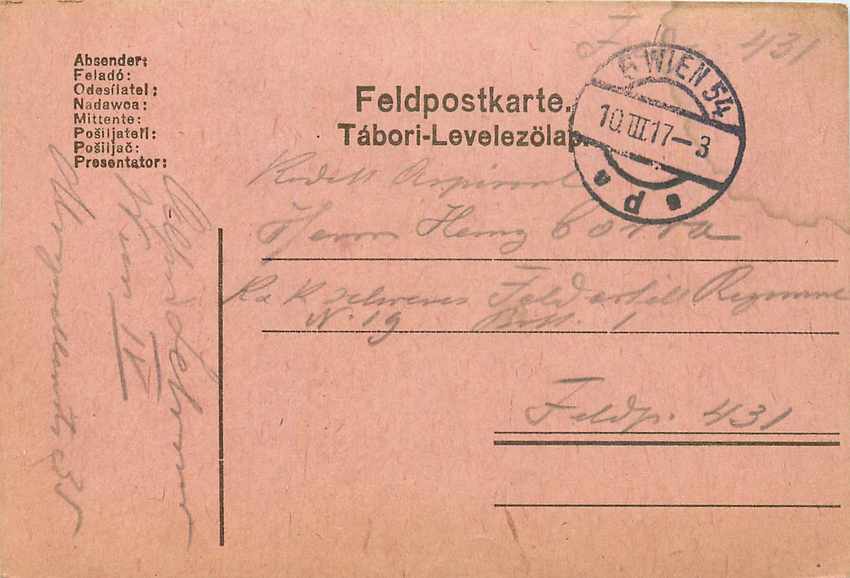 Entier Postal Postal Stationary Feldpost 431 Wien