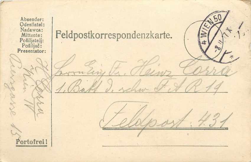 Entier Postal Postal Stationary Feldpost 431 Wien
