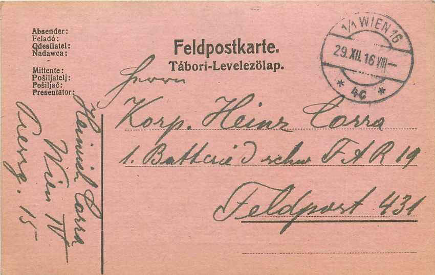 Entier Postal Postal Stationary Feldpost 431 Wien