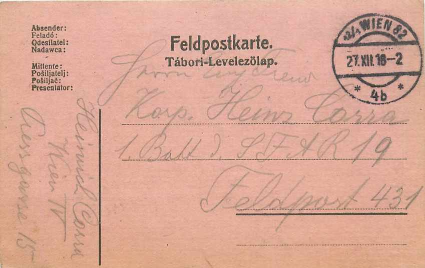 Entier Postal Postal Stationary Feldpost 431 Wien