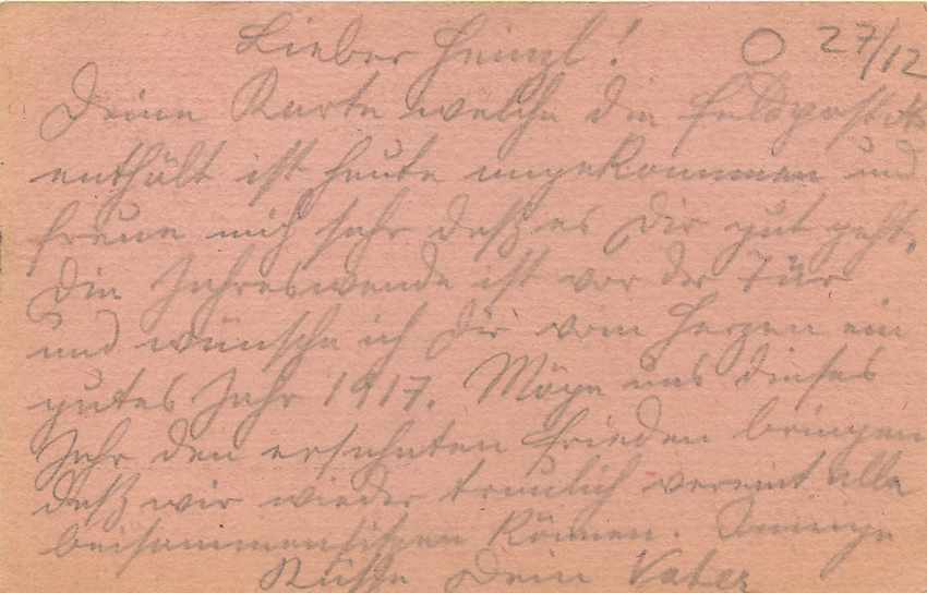 Entier Postal Postal Stationary Feldpost 431 Wien — Rückseite