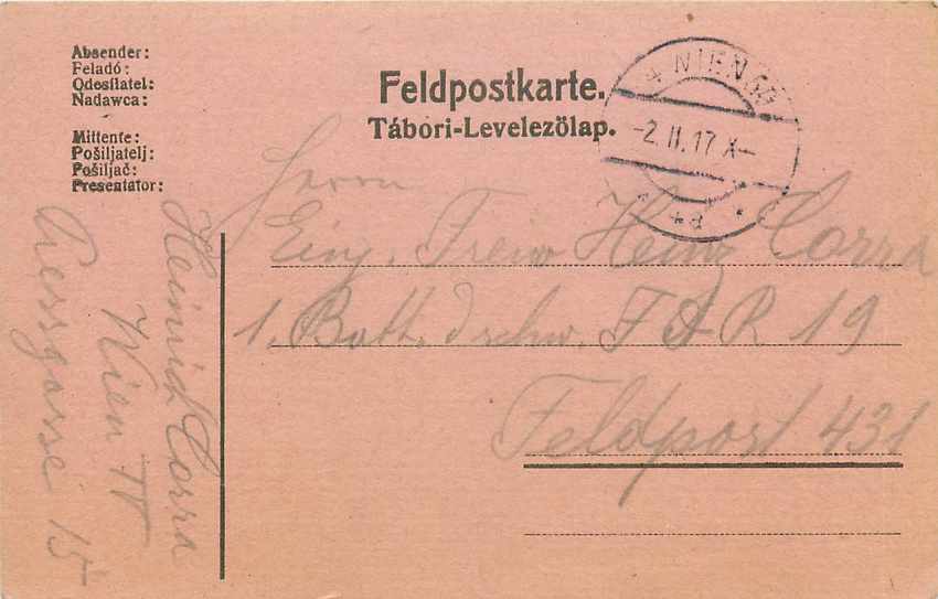 Entier Postal Postal Stationary Feldpost 431 Wien