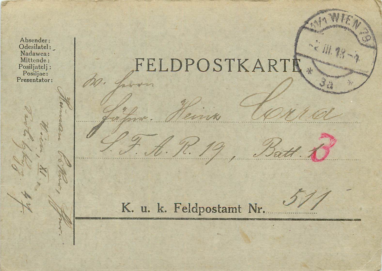 Entier Postal Postal Stationary Feldpost 431 Wien